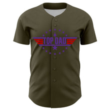 Load image into Gallery viewer, Custom Olive Purple-Red 3D Pattern Design Father's Day Top Dad Authentic Salute To Service Baseball Jersey