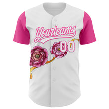 Load image into Gallery viewer, Custom White Pink 3D Pattern Design Mother's Day Flower Authentic Baseball Jersey