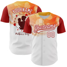 Load image into Gallery viewer, Custom White Red 3D Pattern Design Mother's Day Family Love Authentic Baseball Jersey