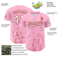 Load image into Gallery viewer, Custom Light Pink White-Red 3D Pattern Design Mother's Day Family Love Authentic Baseball Jersey
