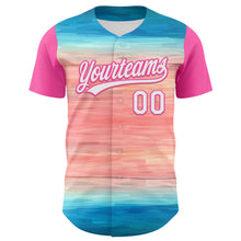 Load image into Gallery viewer, Custom Sky Blue White-Pink 3D Pattern Design Mother's Day Love Authentic Baseball Jersey