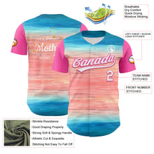 Load image into Gallery viewer, Custom Sky Blue White-Pink 3D Pattern Design Mother's Day Love Authentic Baseball Jersey