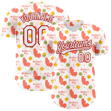 Load image into Gallery viewer, Custom White Red 3D Pattern Design Mother's Day Love Authentic Baseball Jersey