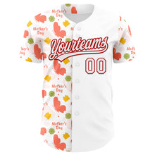Load image into Gallery viewer, Custom White Red 3D Pattern Design Mother's Day Love Authentic Baseball Jersey