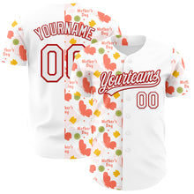 Load image into Gallery viewer, Custom White Red 3D Pattern Design Mother's Day Love Authentic Baseball Jersey