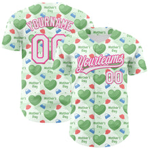 Load image into Gallery viewer, Custom Green White-Pink 3D Pattern Design Mother's Day Love Authentic Baseball Jersey