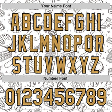 Load image into Gallery viewer, Custom White Old Gold-Black Comic Doodle Ballgame 3D Pattern Design Authentic Baseball Jersey