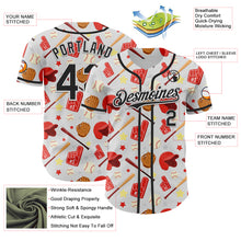 Load image into Gallery viewer, Custom White Black Comic Doodle Ballgame 3D Pattern Design Authentic Baseball Jersey