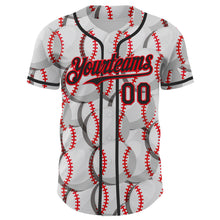 Load image into Gallery viewer, Custom White Black-Fire Red Comic Doodle Ballgame 3D Pattern Design Authentic Baseball Jersey