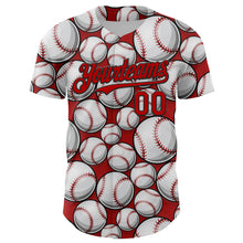 Load image into Gallery viewer, Custom Red Black-White Comic Doodle Ballgame 3D Pattern Design Authentic Baseball Jersey