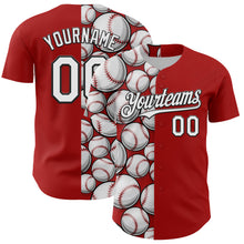 Load image into Gallery viewer, Custom Red White-Black Comic Doodle Ballgame 3D Pattern Design Authentic Baseball Jersey