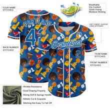 Load image into Gallery viewer, Custom Blue White Comic Doodle Ballgame 3D Pattern Design Authentic Baseball Jersey