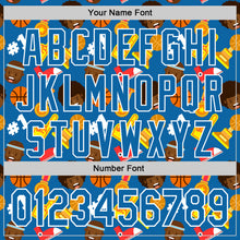 Load image into Gallery viewer, Custom Blue White Comic Doodle Ballgame 3D Pattern Design Authentic Baseball Jersey