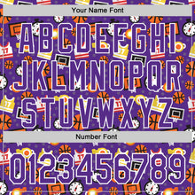 Load image into Gallery viewer, Custom Purple White Comic Doodle Ballgame 3D Pattern Design Authentic Baseball Jersey