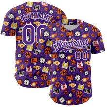 Load image into Gallery viewer, Custom Purple White Comic Doodle Ballgame 3D Pattern Design Authentic Baseball Jersey