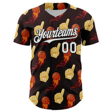 Load image into Gallery viewer, Custom Brown White-Black Comic Doodle Ballgame 3D Pattern Design Authentic Baseball Jersey