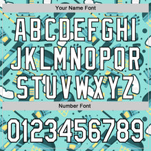 Load image into Gallery viewer, Custom Ice Blue White-Black Comic Doodle Ballgame 3D Pattern Design Authentic Baseball Jersey