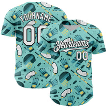 Load image into Gallery viewer, Custom Ice Blue White-Black Comic Doodle Ballgame 3D Pattern Design Authentic Baseball Jersey