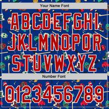 Load image into Gallery viewer, Custom Royal Red-White Comic Doodle Ballgame 3D Pattern Design Authentic Baseball Jersey