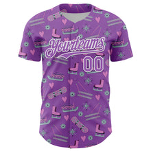 Load image into Gallery viewer, Custom Medium Purple White Comic Doodle Ballgame 3D Pattern Design Authentic Baseball Jersey