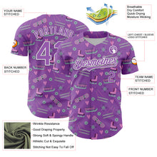 Load image into Gallery viewer, Custom Medium Purple White Comic Doodle Ballgame 3D Pattern Design Authentic Baseball Jersey