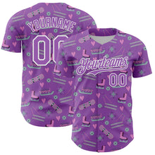 Load image into Gallery viewer, Custom Medium Purple White Comic Doodle Ballgame 3D Pattern Design Authentic Baseball Jersey