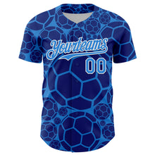 Load image into Gallery viewer, Custom Electric Blue White Comic Doodle Ballgame 3D Pattern Design Authentic Baseball Jersey
