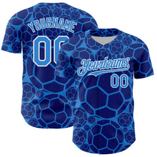 Load image into Gallery viewer, Custom Electric Blue White Comic Doodle Ballgame 3D Pattern Design Authentic Baseball Jersey