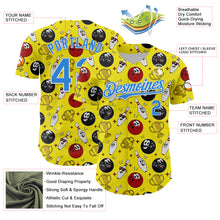 Load image into Gallery viewer, Custom Light Yellow Electric Blue-White Comic Doodle Ballgame 3D Pattern Design Authentic Baseball Jersey