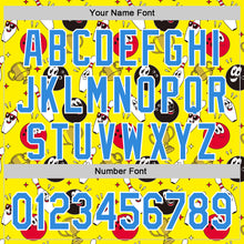 Load image into Gallery viewer, Custom Light Yellow Electric Blue-White Comic Doodle Ballgame 3D Pattern Design Authentic Baseball Jersey