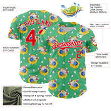 Load image into Gallery viewer, Custom Green Fire Red-White Comic Doodle Ballgame 3D Pattern Design Authentic Baseball Jersey