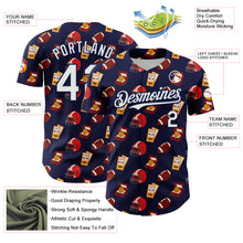 Load image into Gallery viewer, Custom Navy White Comic Doodle Ballgame 3D Pattern Design Authentic Baseball Jersey