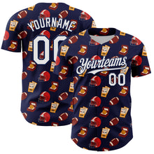 Load image into Gallery viewer, Custom Navy White Comic Doodle Ballgame 3D Pattern Design Authentic Baseball Jersey