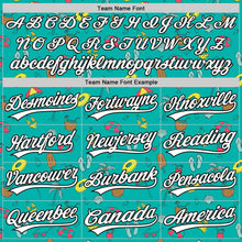 Load image into Gallery viewer, Custom Aqua White-Black 3D Hawaii Tropical Palm Tree And Beach Authentic Baseball Jersey