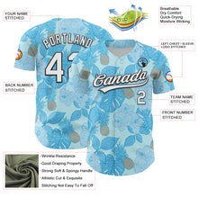 Load image into Gallery viewer, Custom Ice Blue White-Black 3D Hawaii Tropical Palm Leaves And Fruit Pineapple Authentic Baseball Jersey