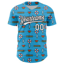 Load image into Gallery viewer, Custom Sky Blue White-Black 3D Hawaii Summer Fruit Watermelon Authentic Baseball Jersey