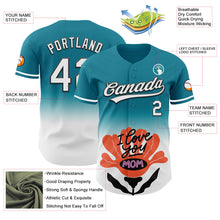 Load image into Gallery viewer, Custom Teal White-Black 3D Pattern Design Gradient Mother's Day Flower Authentic Baseball Jersey