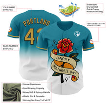 Load image into Gallery viewer, Custom Teal Old Gold-Black 3D Pattern Design Gradient Mother's Day Flower Authentic Baseball Jersey