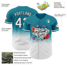 Load image into Gallery viewer, Custom Teal White-Black 3D Pattern Design Gradient Mother's Day Flower Authentic Baseball Jersey