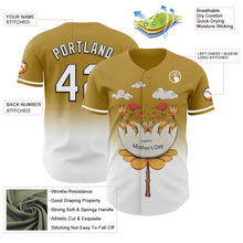 Load image into Gallery viewer, Custom Old Gold White-Black 3D Pattern Design Gradient Mother's Day Flower Authentic Baseball Jersey