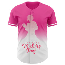 Load image into Gallery viewer, Custom Pink White-Neon Pink 3D Pattern Design Gradient Mother's Day Family Love Authentic Baseball Jersey
