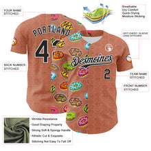Load image into Gallery viewer, Custom Brown Black-White 3D Pattern Design Foodie Food Dessert Doughnut Authentic Baseball Jersey