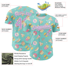 Load image into Gallery viewer, Custom Ice Blue Light Purple-White 3D Pattern Design Foodie Fast Food Burger Fries Pizza Authentic Baseball Jersey