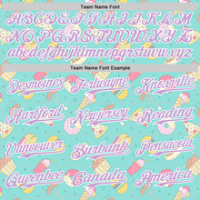 Load image into Gallery viewer, Custom Ice Blue Light Purple-White 3D Pattern Design Foodie Fast Food Burger Fries Pizza Authentic Baseball Jersey