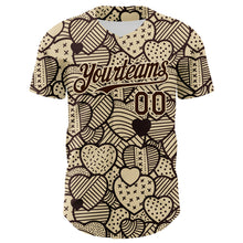 Load image into Gallery viewer, Custom Cream Brown 3D Pattern Design Foodie Food Snack Heart Chocolate Authentic Baseball Jersey