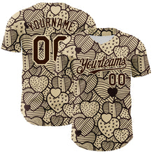Load image into Gallery viewer, Custom Cream Brown 3D Pattern Design Foodie Food Snack Heart Chocolate Authentic Baseball Jersey