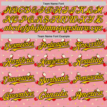 Load image into Gallery viewer, Custom Medium Pink Yellow-Black 3D Pattern Design Foodie Food Fruit Apple Authentic Baseball Jersey