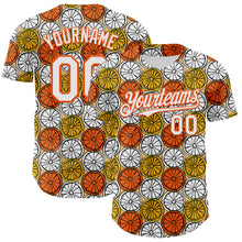 Load image into Gallery viewer, Custom Gold White-Orange 3D Pattern Design Foodie Food Fruit Orange Authentic Baseball Jersey