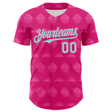 Load image into Gallery viewer, Custom Hot Pink Ice Blue-Pink 3D Pattern Design Foodie Food Dessert Cake Authentic Baseball Jersey