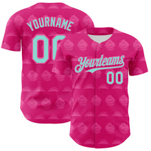 Load image into Gallery viewer, Custom Hot Pink Ice Blue-Pink 3D Pattern Design Foodie Food Dessert Cake Authentic Baseball Jersey